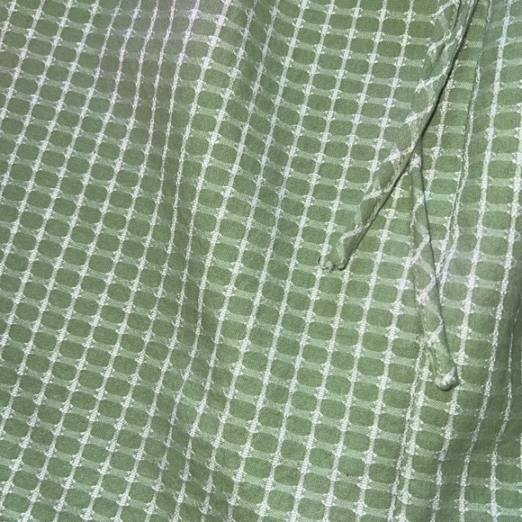 Gingham/Knit Print Green and White Criss-Cross Dress - Picture 3 of 4
